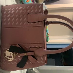 Beautiful pink handbag hard handle stand up sturdy never used